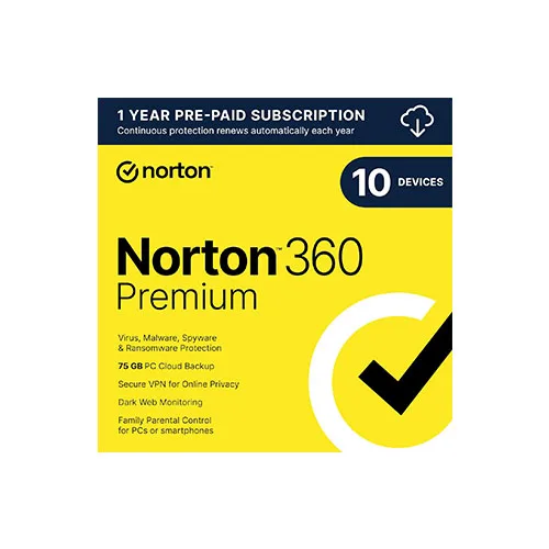 Norton 360 Premium — 10 Devices, 1 Year (Digital Delivery) — product image from NextGenTeky